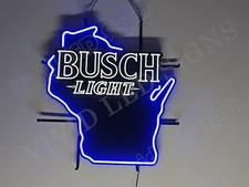 Wisconsin State Map Beer Lager 24"x20" Vivid LED Neon Sign Light With Dimmer