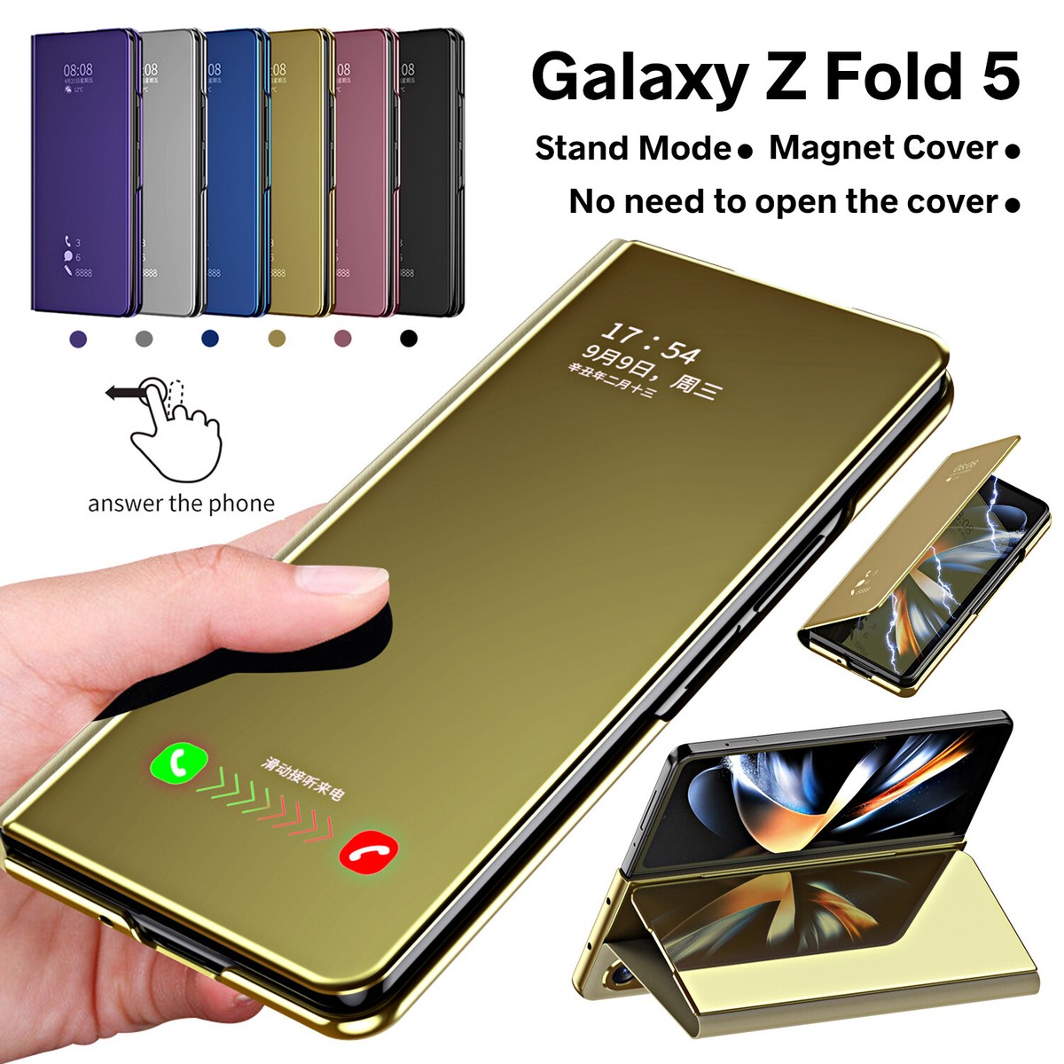For Samsung Galaxy Z Fold 6 5 4 Mirror Case Magnetic S-View