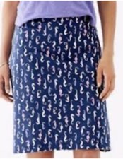 New Nwt J Jill L Blue A-line SEAHORSE Print Skirt- Cotton Short Casual Skirt