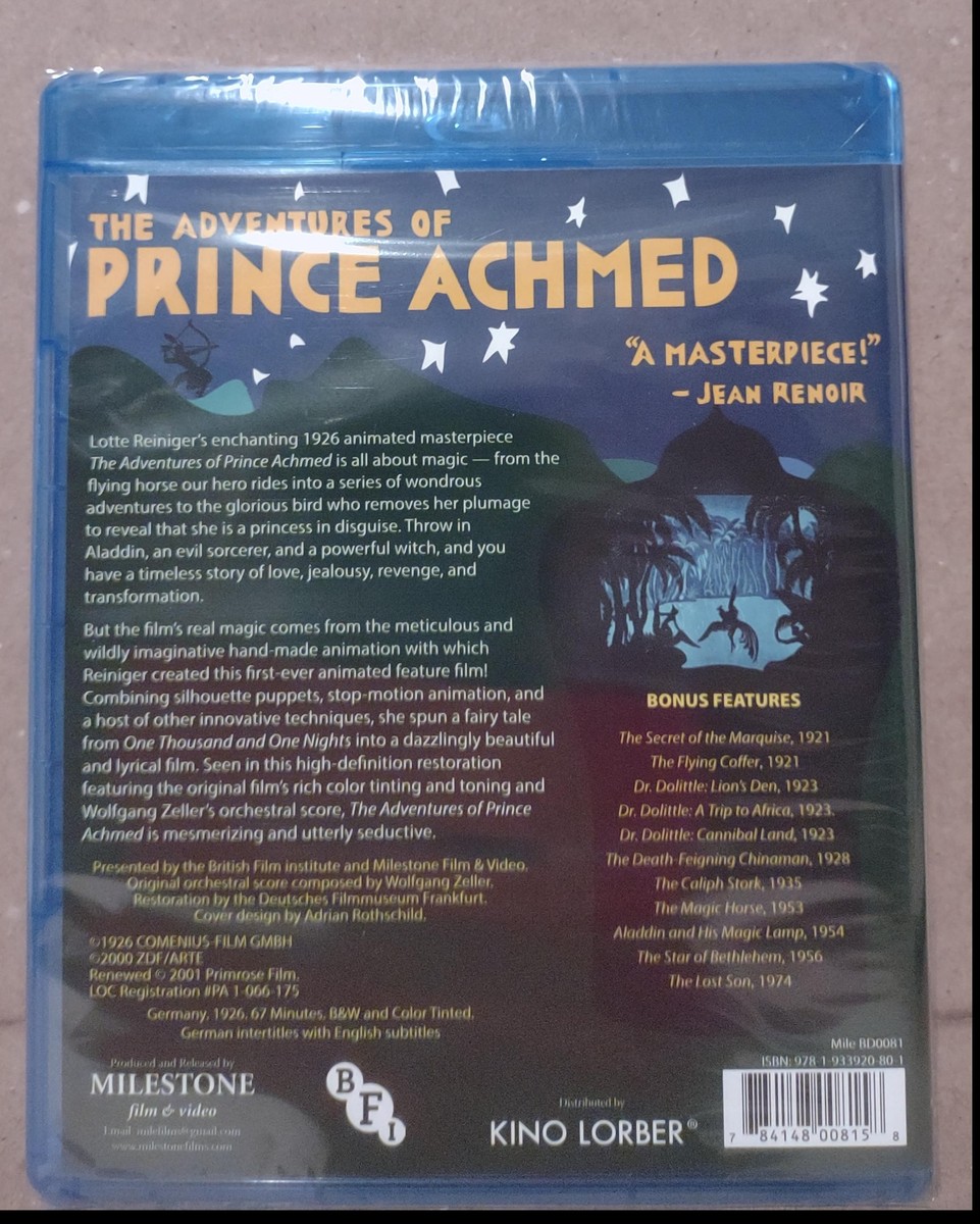 NEW - The Adventures of Prince Achmed Blu-ray 1926 [Milestone