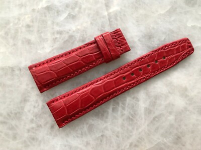 21mm/18mm Red Alligator Crocodile Embossed Leather Watch Strap Band