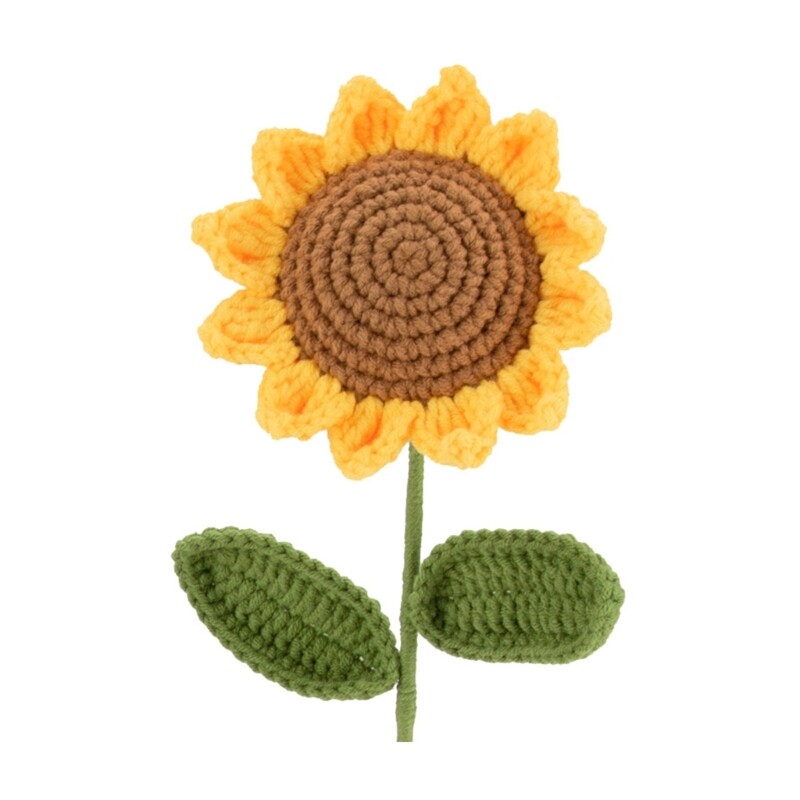 Crochet Knitted Artificial Flower Woolen Stems Festival Party Table