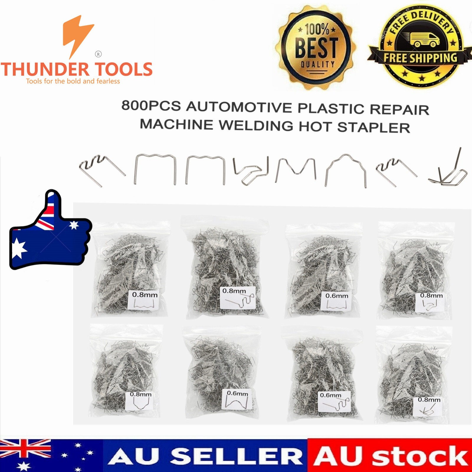 Thunder Tools 800Pcs Hot Stapler Staples Repair Tools Kit For Plastic Welder-image