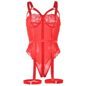 Sexy Women Lace Lingerie Babydoll Bodysuit Sleepwear Underwear with Garters Sets