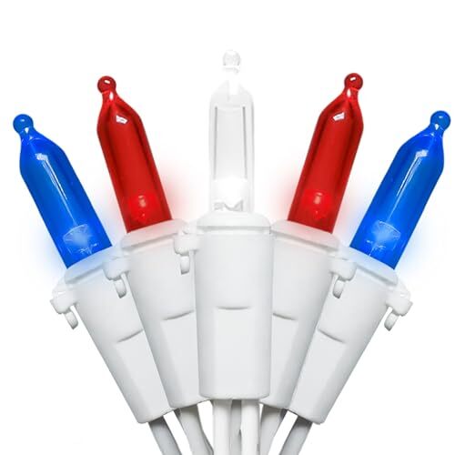 Independence Day Mini String Lights 33ft 100ct-2Pack White Wire-Red White Blue - Picture 2 of 7
