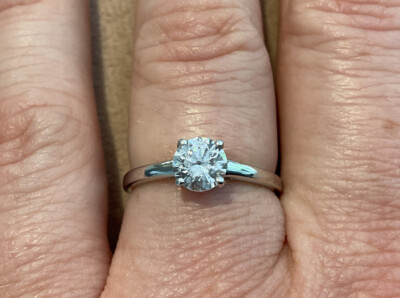 0,66 Karat Lab Created Diamant runder Verlobungsring platiniert 925 K Hälfte