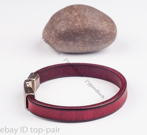 Pulsera de cuero genuino Simply Cool de banda única para hombre ROJO OSCURO - Imagen 4 de 10