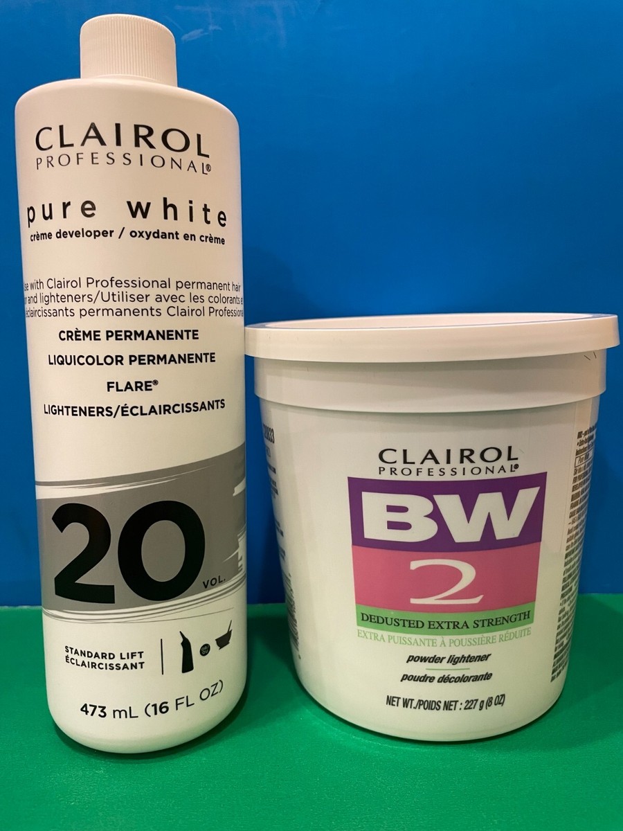 2 Clairol Bw2 Powder Bleach Lightener &amp; 20 Volume Developer Duo 