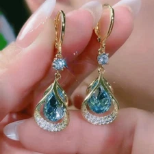 18K Gold Plated Teardrop Cubic Zircon Earrings - Women’s Luxury Jewelry Gift New