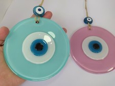 Opaque Evil Eye Set of 2 Glass Beads 12cm Pendant Turkish Amulet Boho Home Decor