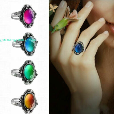 wholesale lots 30pcs Color Change Mood Ring Oval Emotion Feeling Adjustable  Size
