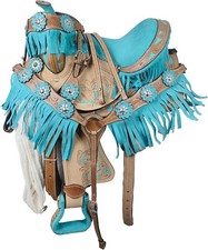 Horse Western Pony Miniature Handmade Saddle with Premium Leather 10"-12"
