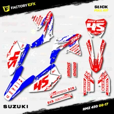 Red White Blue Slick Racing Graphics Kit fit 08-17 Suzuki RMZ450 Sticker RMZ 450