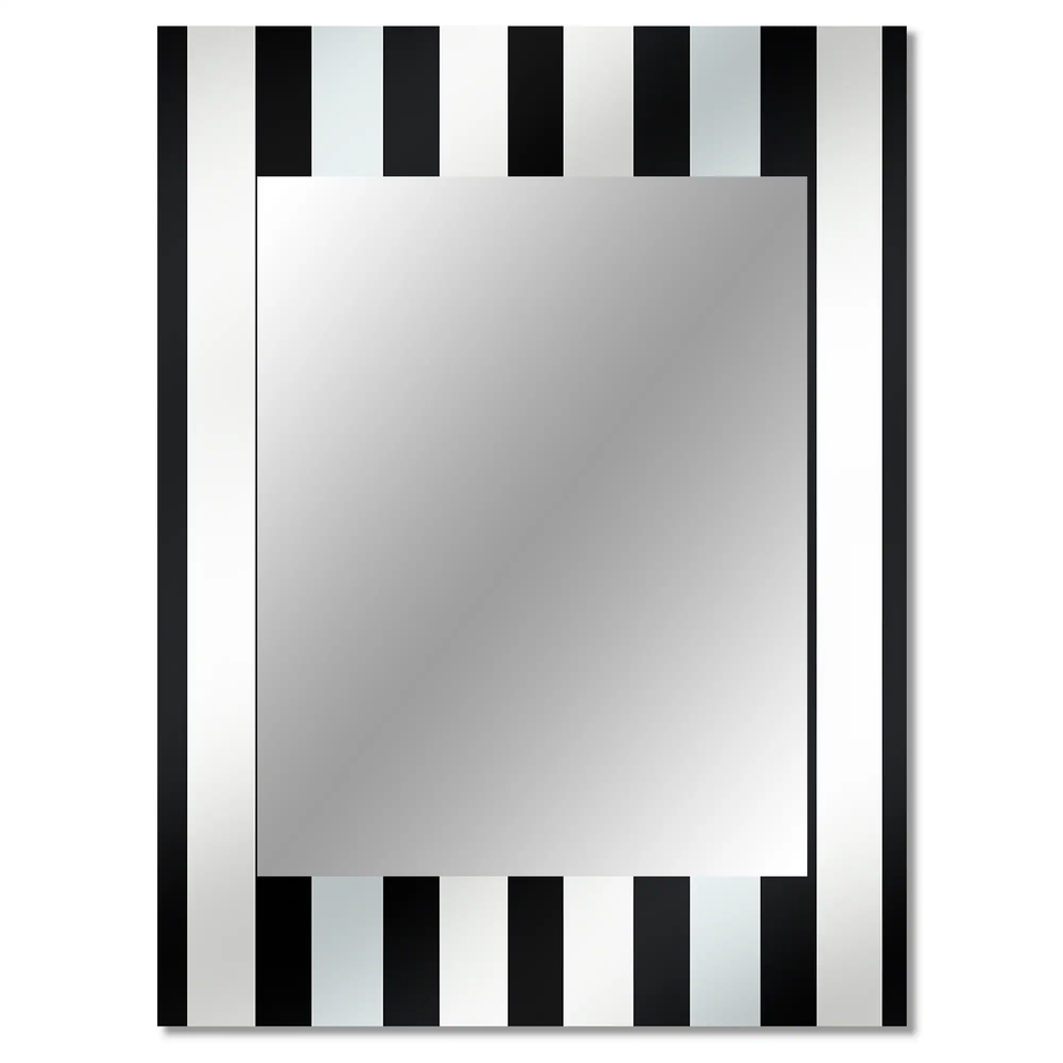 Designart "Black and White Striped Lines Harmony" Abstract Black Wall