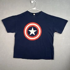 Marvel Mad Engine Captain America T Shirt Adult XL Blue Movie Comic Mens