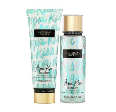 Victoria's Secret Aqua Kiss Shimmer Fragrance Lotion Mist Bundle