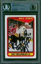 1990-91 Topps RAY BOURQUE Signed Card #196 BAS Slabbed On-Card Auto Bruins HOF
