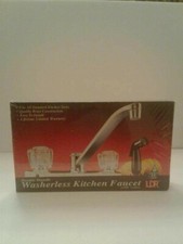 LDR Kitchen Chrome Faucet Dual Acrylic Handle Swing Spot with Pull Out Sprayer