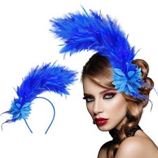 Feathers Fascinator Headband 1920s Queen Headpiece Hats for Tea Party
