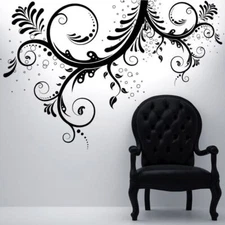Stickerbrand Flower Floral Swirl Wall Decal Sticker. Multiple Colors / Size #310