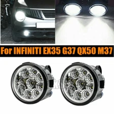 Pair of 6000K LED Bumper Fog Light Driving Lamps For INFINITI NISSAN QX50 M37