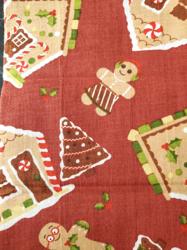 5 Fat Quarters 18x21" Gingerbread Houses Candy Canes Trees People Holly Brown - Picture 8 of 10