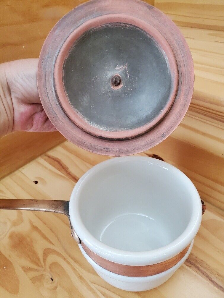 Vintage Copper Ceramic Double Boiler Bazar Francais NEW YORK Vintage Copper Ceramic Double Boiler Bazar Francais NEW YORK