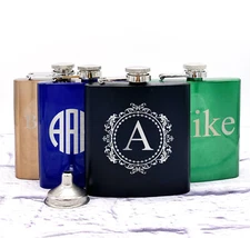 Personalized Initial Monogram Hip Flask Groomsman Best Man Gift  Laser Engraved