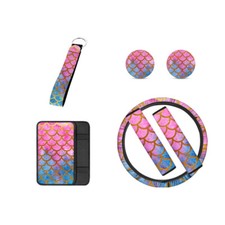 Snow Leopard Skin Print Car Steering Cover Cup Holder Coasters Wheel Seat Belt