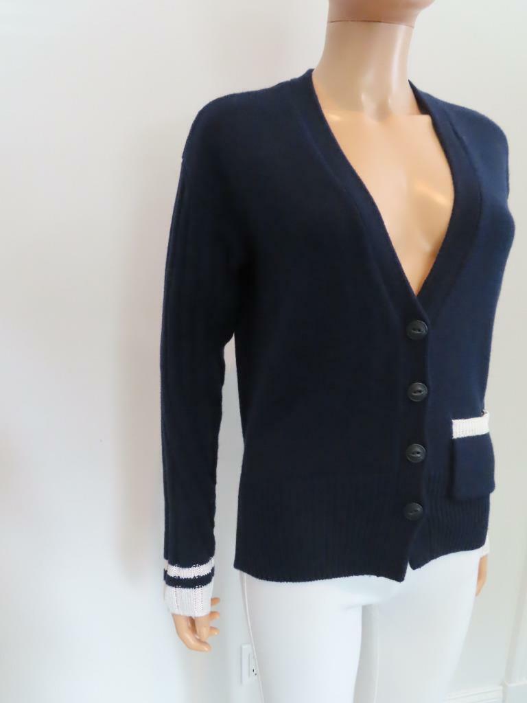 NWT Rag & Bone Navy Blue/White Serena Cardigan Sweater Size XXS 