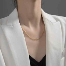 14K Yellow Gold Paperclip Link Chain Necklace, Elongated, 16'' 18'' .