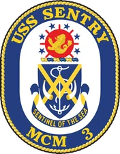 MCM-3 USS Sentry Badge Sticker Decal