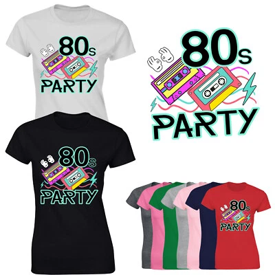 Womens I Love The 80's Retro T-Shirt Ladies Pop Fancy Dress Party Gift TShirt
