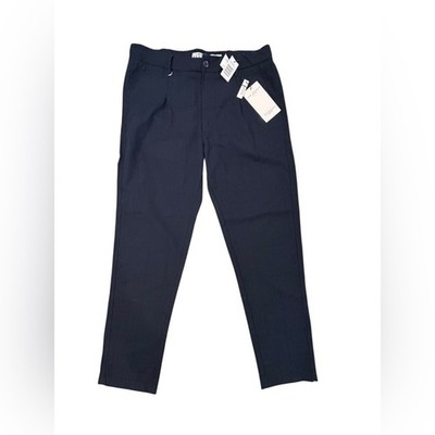 Ike Behar Men's Dark Blue Linen Blend Pants L 36/31 Casual Wedding Drawstring