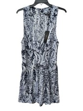 BCBG Maxazria THALIA Romper Large White Blue ...