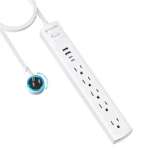 TROND Surge Protector Power Strip with 360° Rotating Flat Plug, 5 Widely Spac...