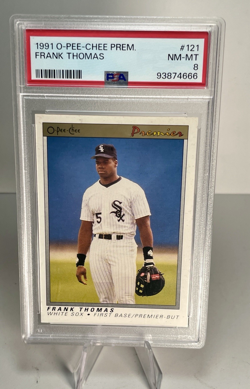 1991 O-PEE-CHEE PREMIERE #121 FRANK THOMAS (HOF) - PSA 8 NM-MT!!! view 2