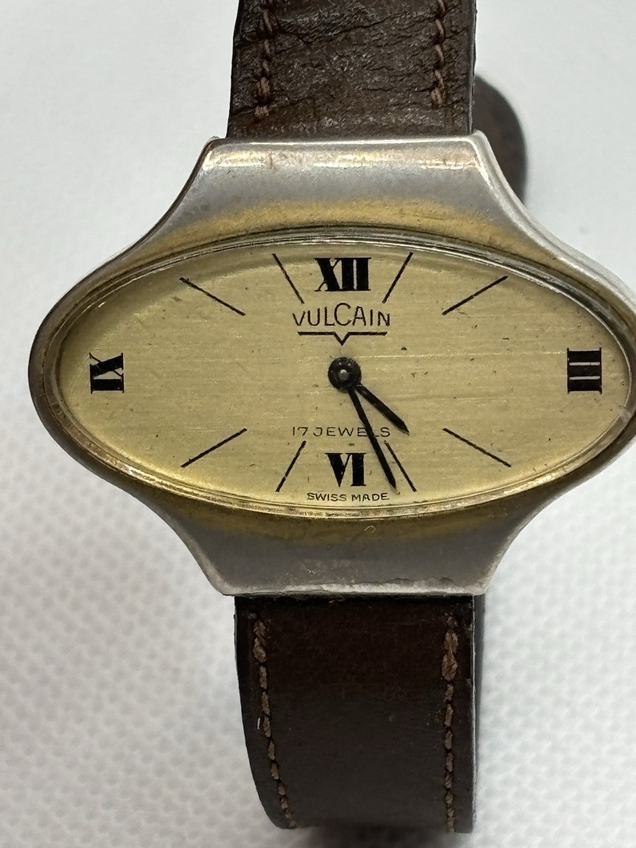 Vulcain Vintage Swiss Made 17 Jewels Oval Shape Watch, Works, Used