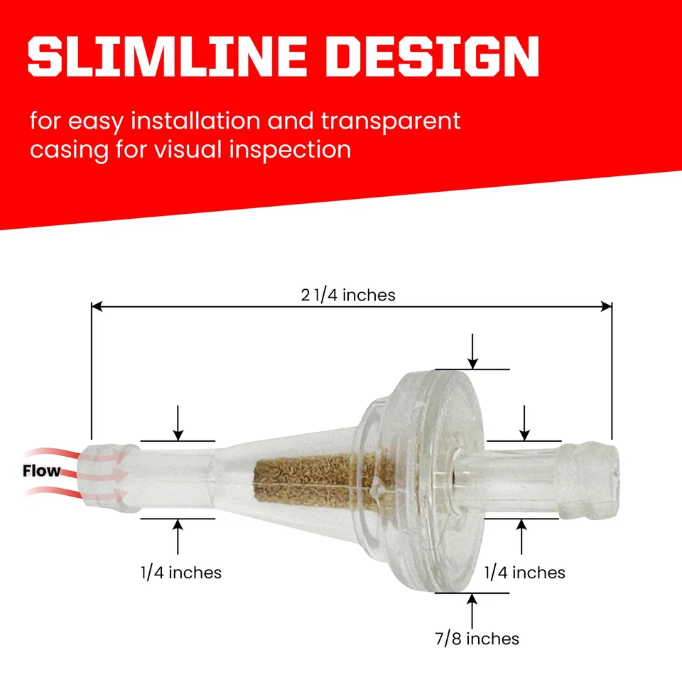 Filtros de combustible de gasolina en línea transparentes Outlaw Racing motocicleta scooter ATV 1/4"" (paquete de 4 Foto 2 de 4