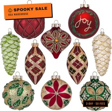 Valery Madelyn 10ct Christmas Glass Ornaments Tree Decorations Set