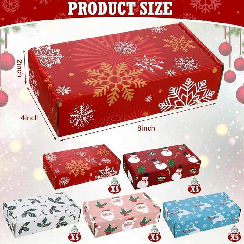 25 Pack Christmas Gift Boxes Corrugated Cardboard Durable Holiday Shipping Boxes - Image 2 of 4
