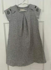 Tucker + Tate Girls' Gray Short Sleeve Sweatshirt Dress With Cat Detail Size 6