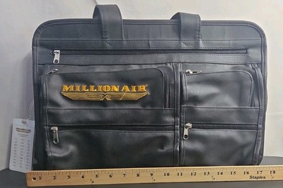 Vintage Million Air FBO Flight Briefcase Pilot Bag Black Leatherette Rare 