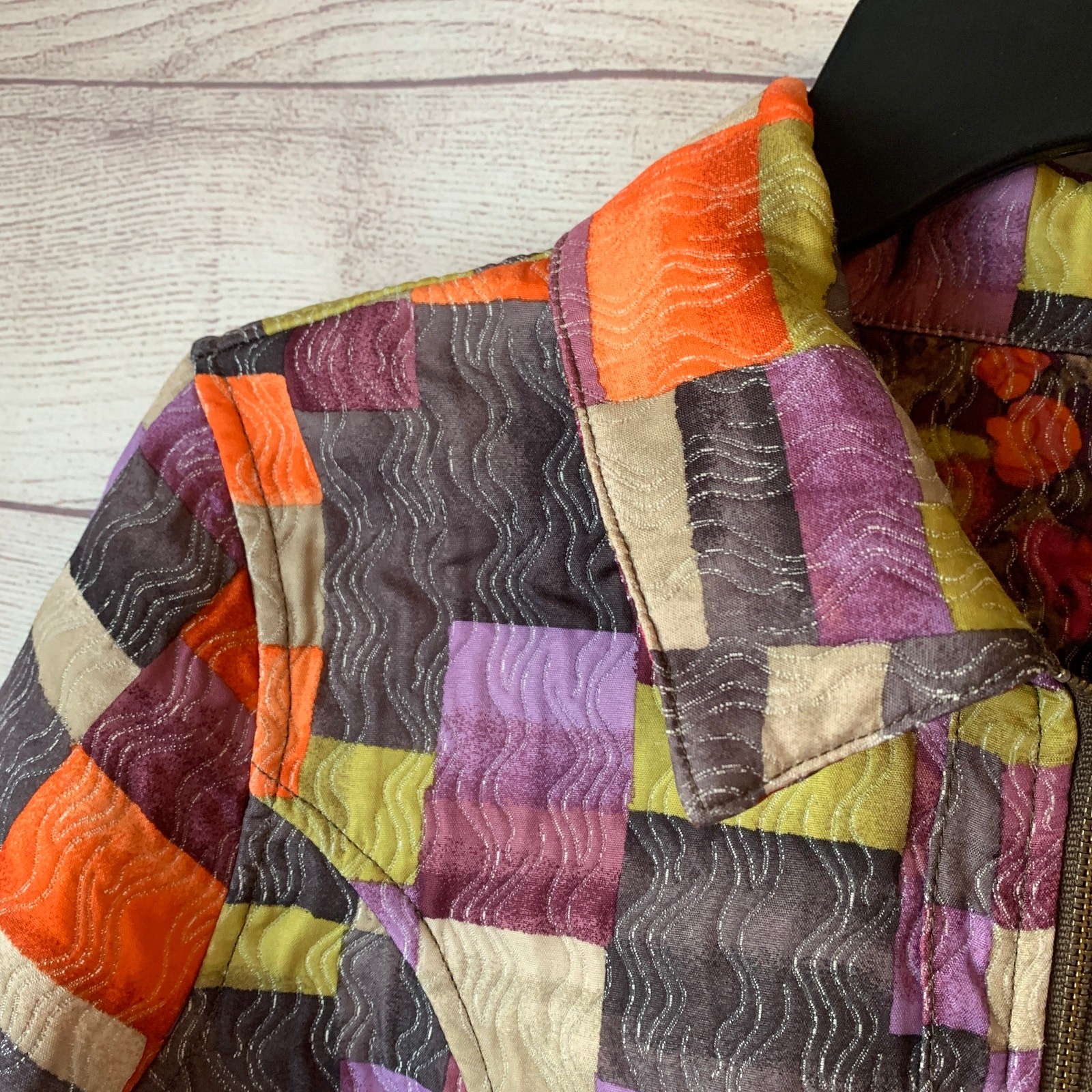 Reversible Multicolor Full Zip Jacket Patchwork C… - image 13