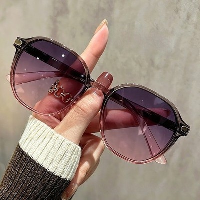 Runde Sonnenbrille Glitzer Farbverlauf UV390 Schutz für Frauen Harzgestell