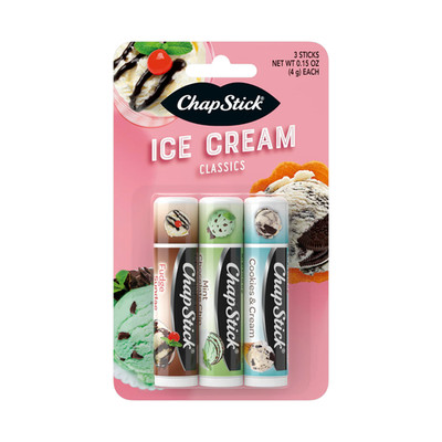 ChapStick Lippenbalsam 3er Set Fudge Sundae Mint Chocolate Chip Cookies & Cr