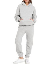 Womens 2 Piece Outfits Lounge Hoodie Oversized Sweatshirt Medium Light Gray