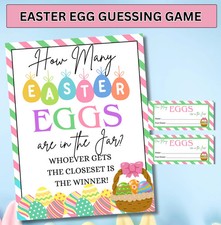 Easter Egg Guessing Game Printable, Easter Party Activity, Guess the Eggs Game 