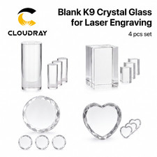 Cloudray 4Pcs Blank K9 Crystal Glass for 3D Laser Engraving DIY Gift 4 Styles