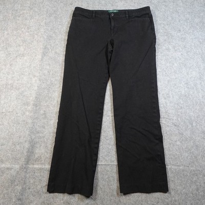 Ralph Lauren Jeans Womens 12 Adelle Black Straight Leg Pants Denim